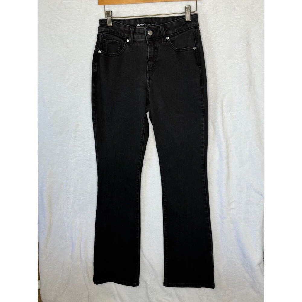 Style & Co Women's Washed Black Denim Curvy Bootcut Jeans Size 4L  inseam 31.5"